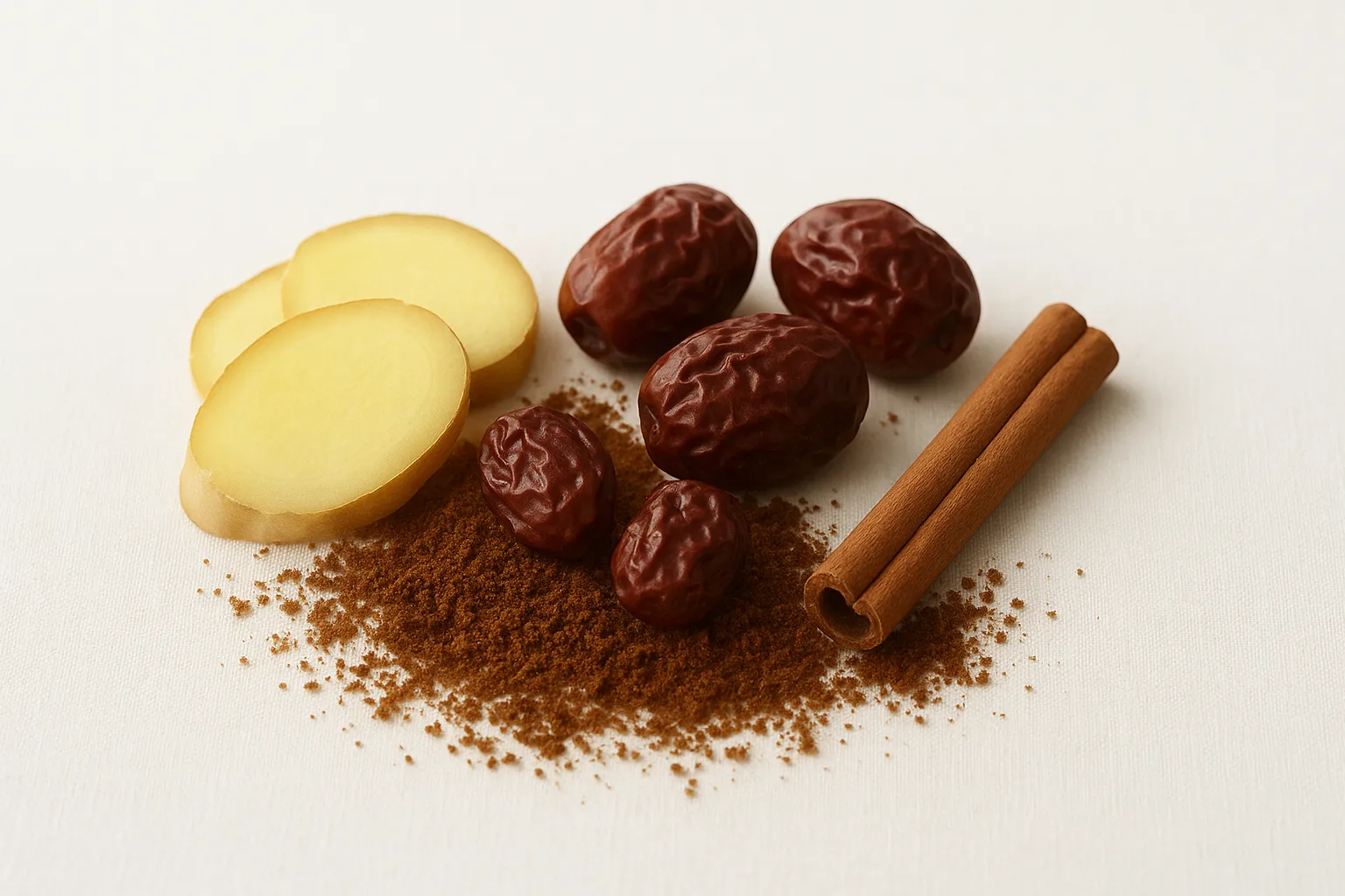 Ginger, red dates, cinnamon, and brown sugar for tea at PULSE TCM