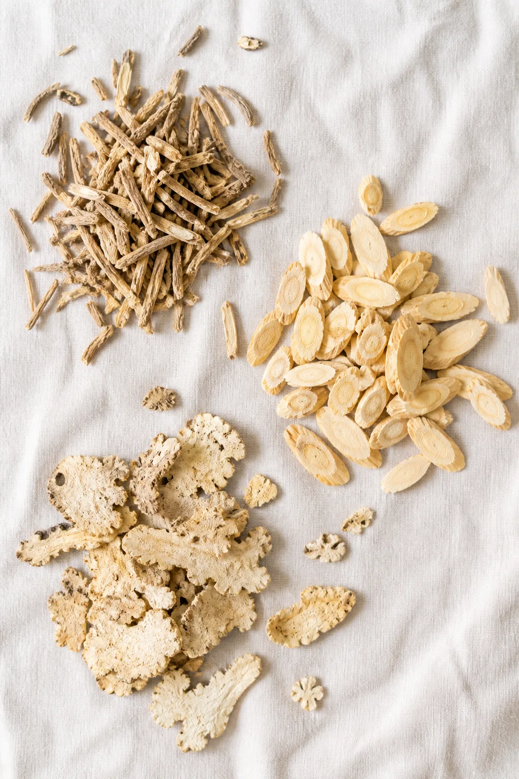 Dried Fang Feng, Huang Qi, and Bai Zhu for paediatric Qi tea at PULSE TCM