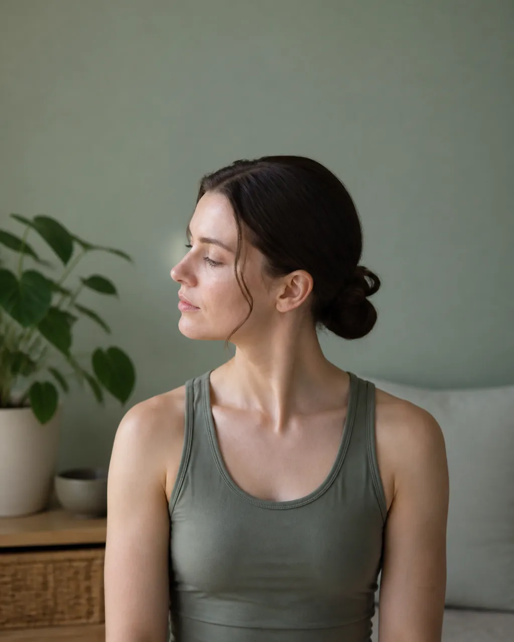 Gentle head turn within a comfortable range for stiff neck