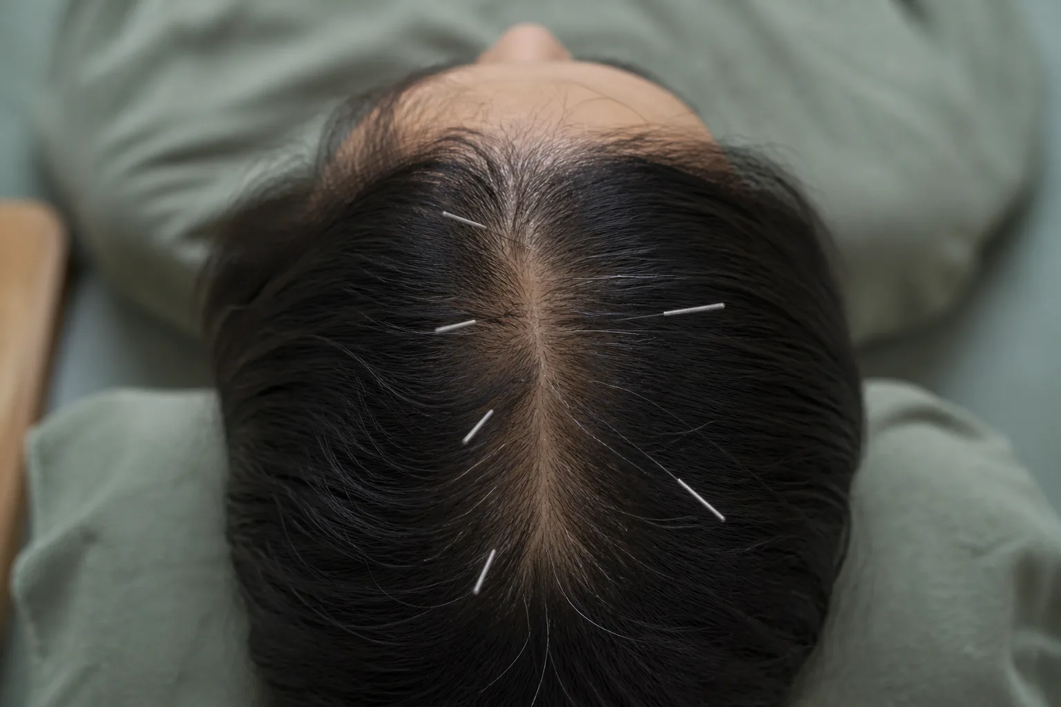 Scalp acupuncture needles for hair loss care at PULSE TCM