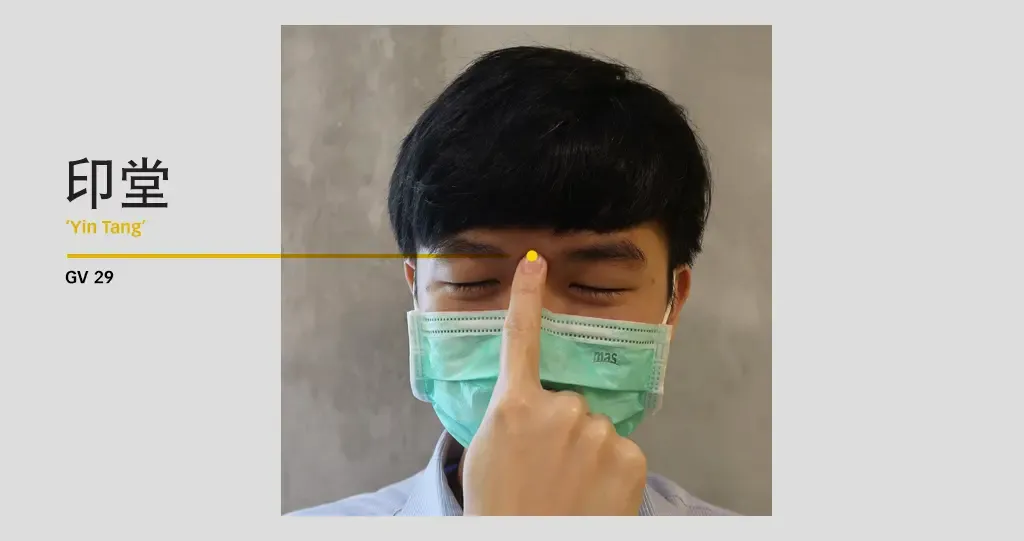 Diagram locating Yin Tang between the eyebrows