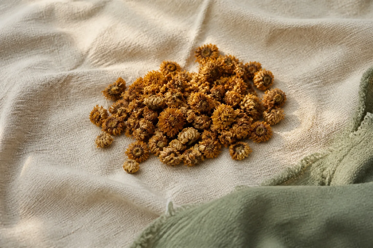 Dried wild chrysanthemum flowers used in physician-strength cooling teas