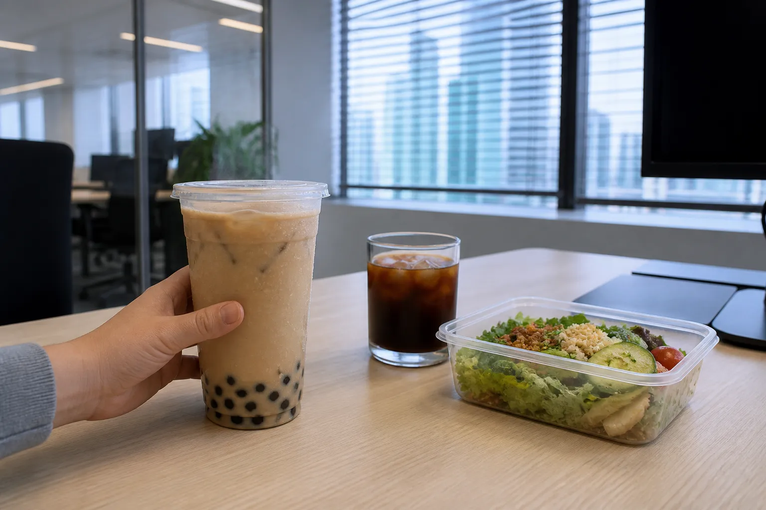 Iced drinks on an office desk linked with cold womb patterns in Singapore