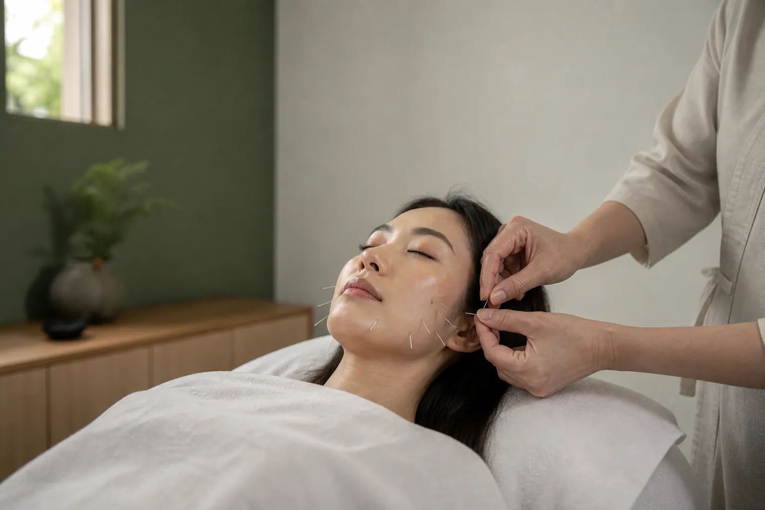 Physician-led facial acupuncture for TCM skincare at PULSE TCM